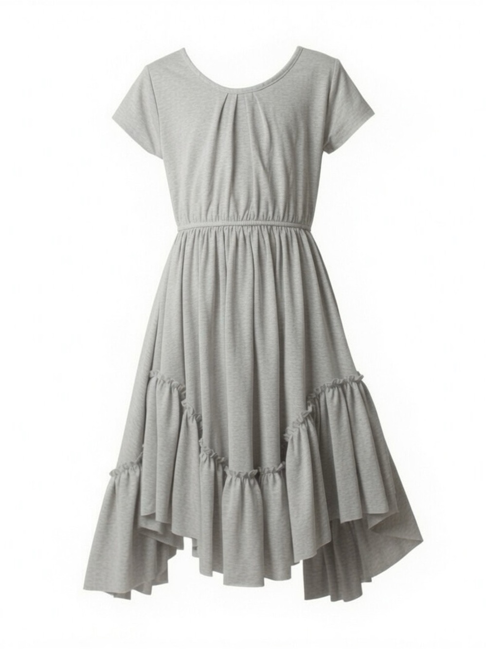Joyfolie Adrianna Dress in Light Grey w/Ruffled Hem - Picture 1 of 7